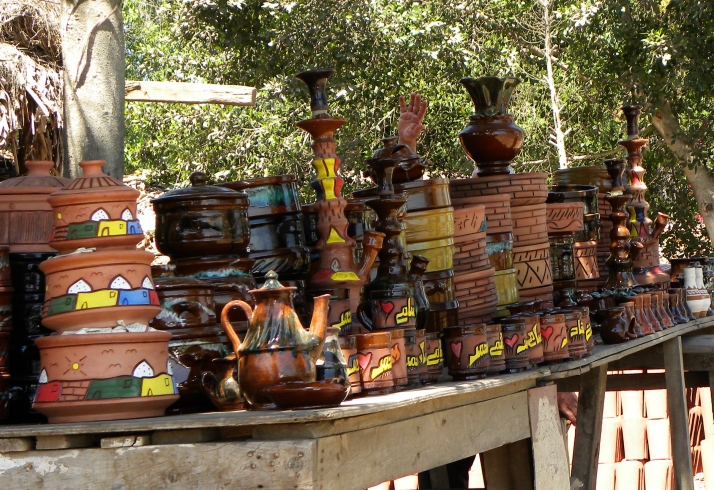 pottery for sale on table